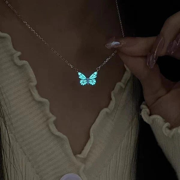 Butterfly Necklace and Pendant with a luminous finish