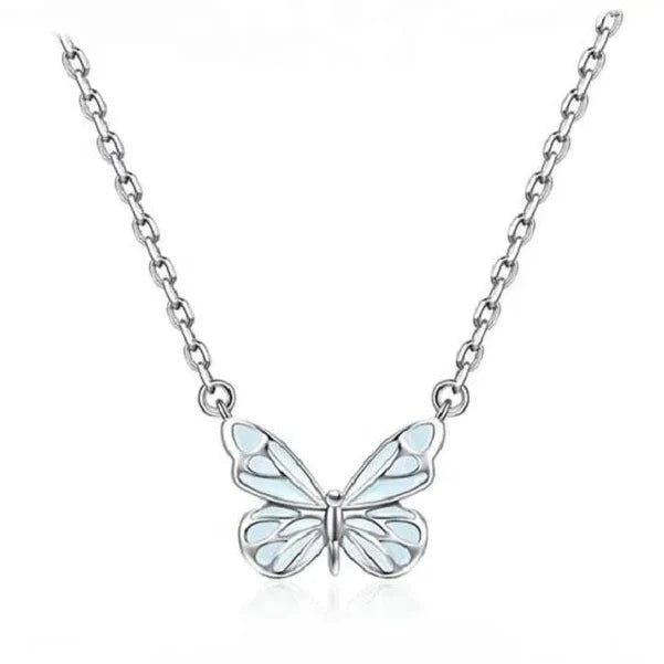 Butterfly Necklace and Pendant with a luminous finish