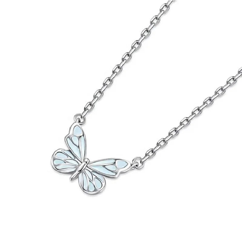 Butterfly Necklace and Pendant with a luminous finish