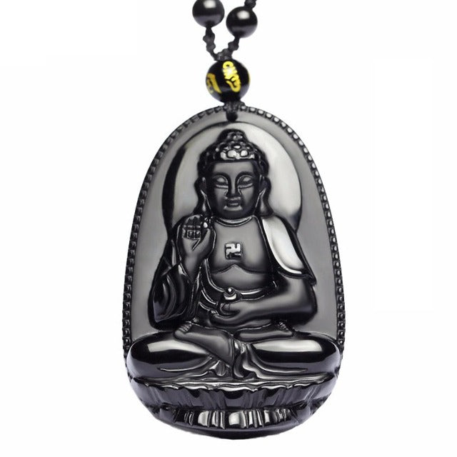 Obsidian Buddha Pendant