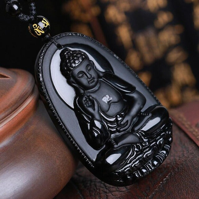 Obsidian Buddha Pendant
