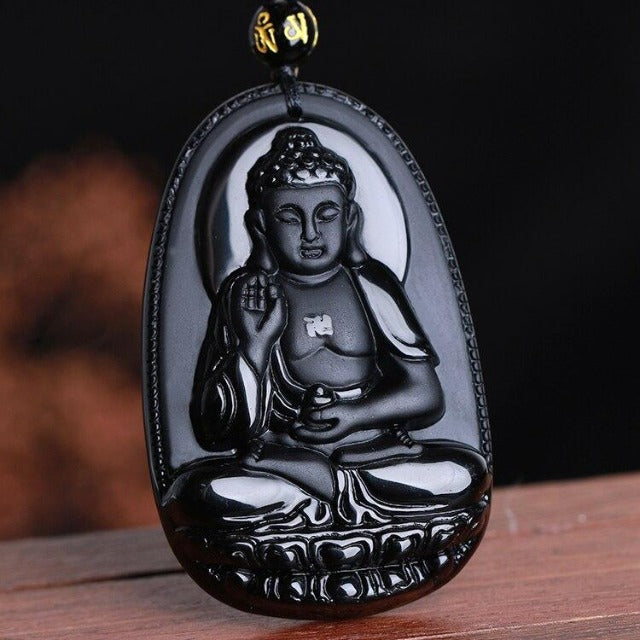 Obsidian Buddha Pendant