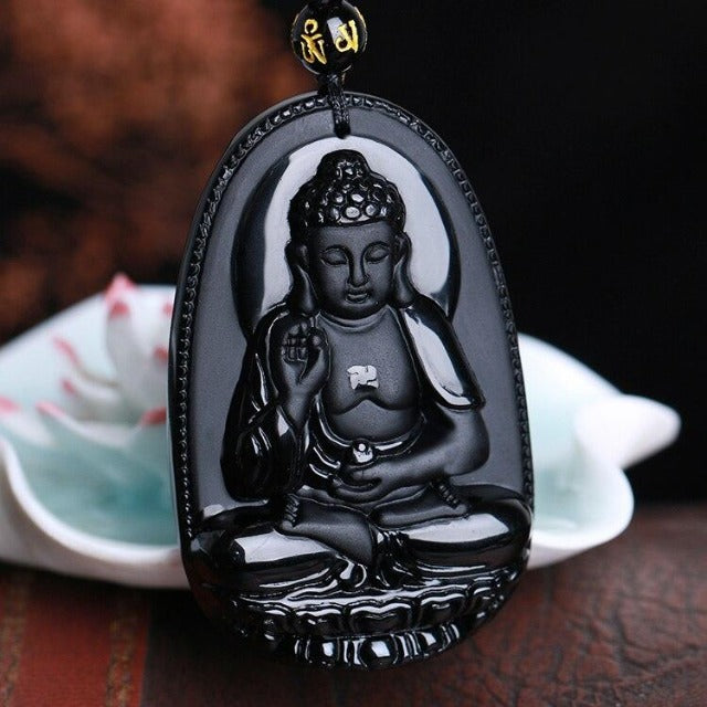 Obsidian Buddha Pendant