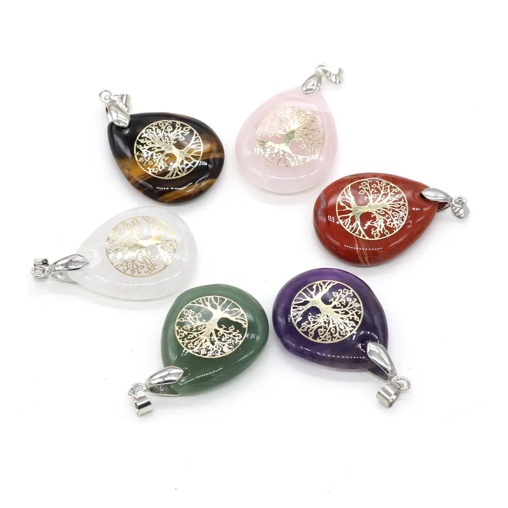 Natural Stone Ball Pendant Tree of Life
