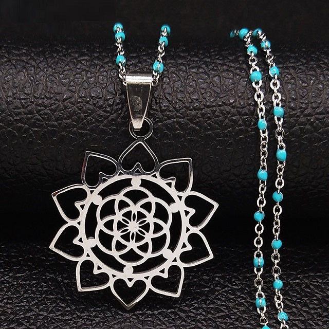 Silver & Gold Silver Flower of Life Pendant