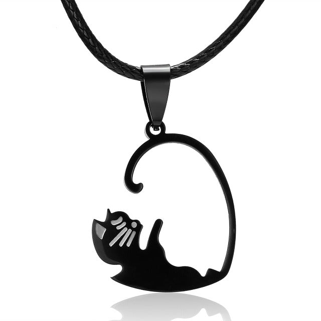 Cat Pendant for Couple Silver