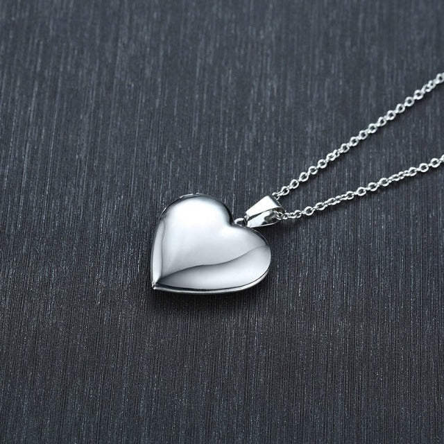 Locket Heart Pendant for Photo silver