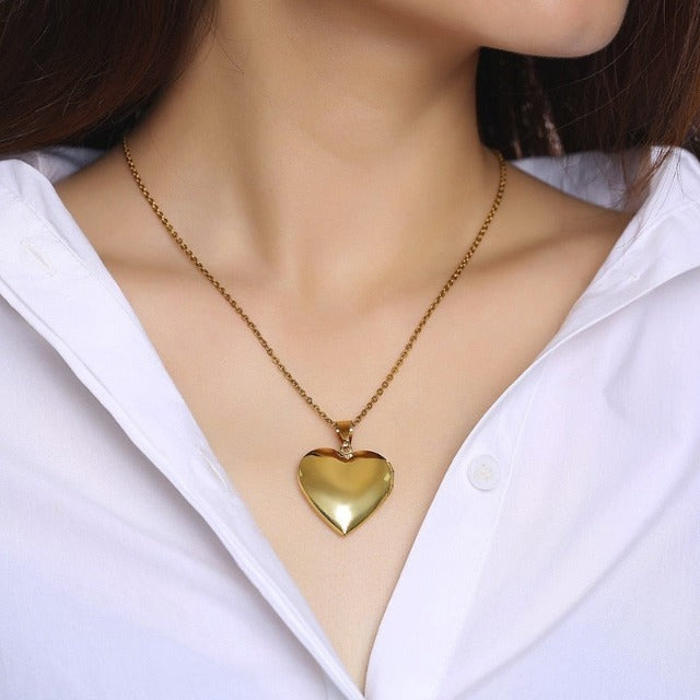Locket Heart Pendant for Photo gold