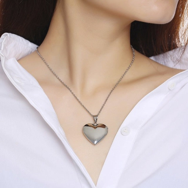Locket Heart Pendant for Photo silver