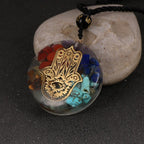 Orgonite Stone Pendant & Necklace Men Women Protection Meditation hamsa hand