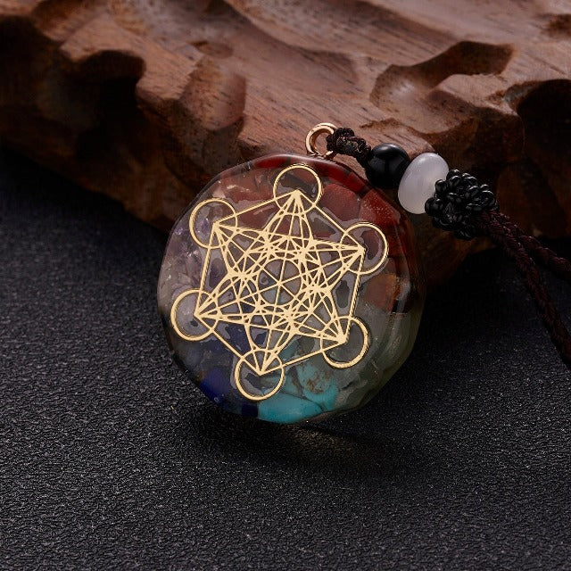 Orgonite Stone Pendant & Necklace for Men and Women Protection & Meditation Metatron