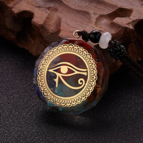 Orgonite Stone Pendant & Necklace for Men and Women Protection & Meditation Eye of Horus