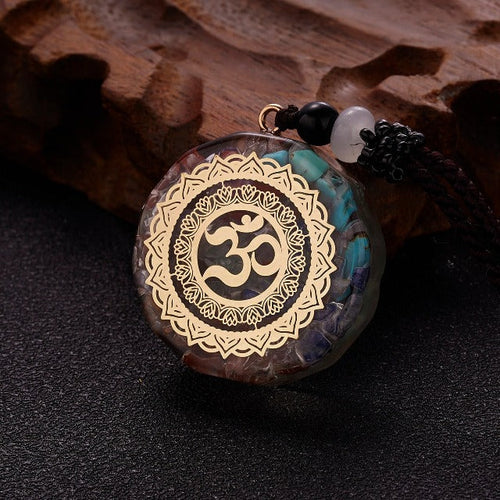Orgonite Stone Pendant & Necklace for Men and Women Protection & Meditation Om