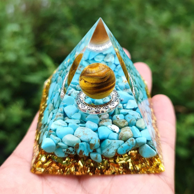 Orgonite Pyramid Protection & Meditation blue