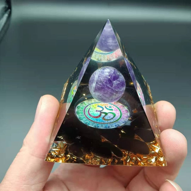 Orgonite Pyramid Protection & Meditation black om