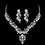 Set Wedding Necklace and Earrings with Pearl Jewelry Set