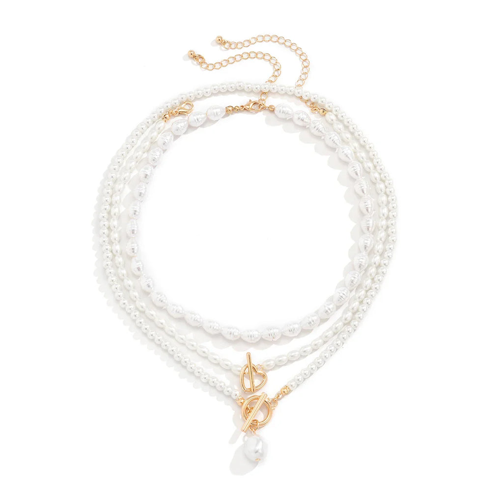 Set of 3 White Pearl Necklaces