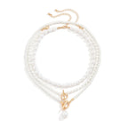 Set of 3 White Pearl Necklaces